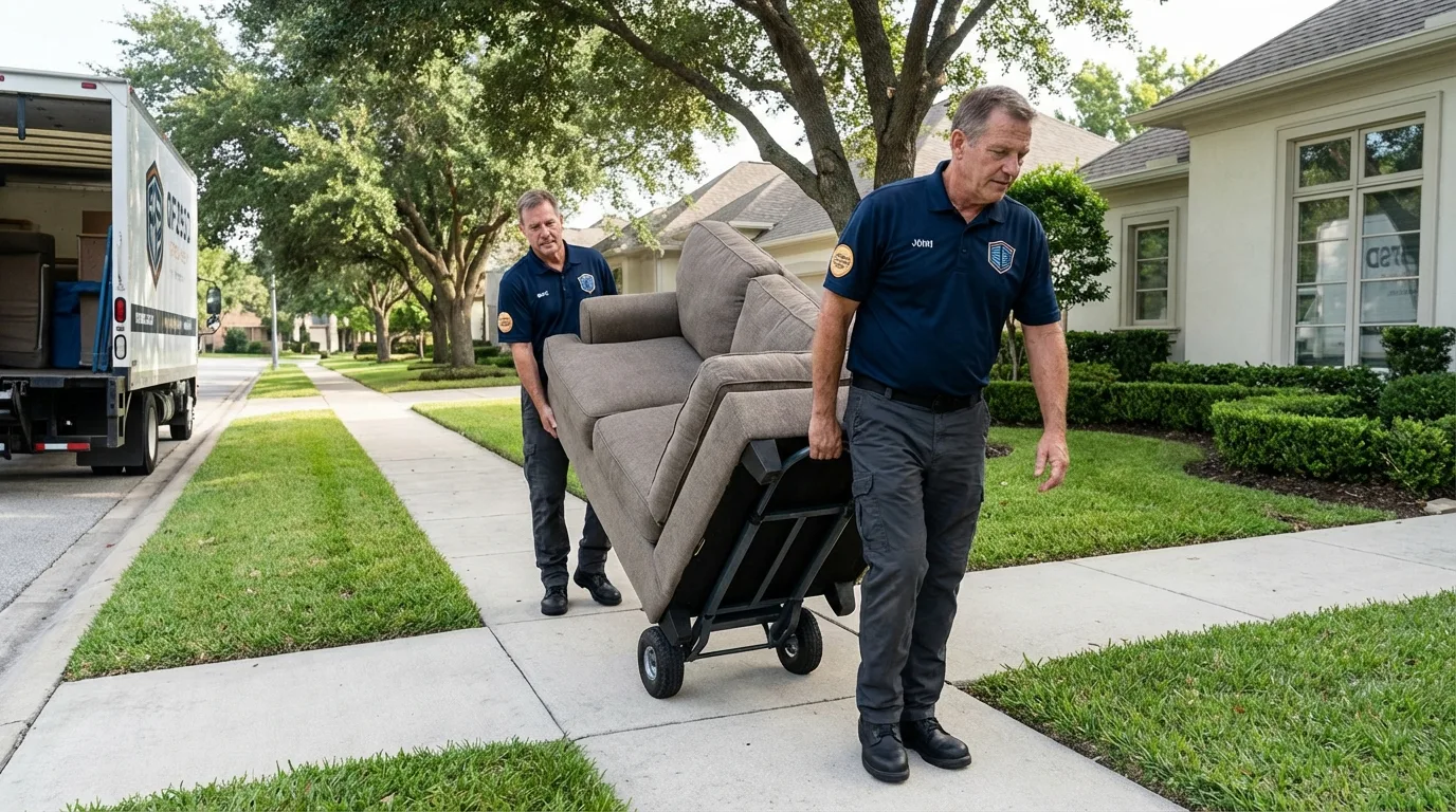 Local residential moving crew loading furniture in Sheffield Lake, OH